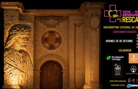 UTOPI VIDEOMAPPING CATEDRAL GRANADA QUINTO CENTENARIO Cartel del videomapping del Centenario de la Hermandad del Rescate en la Catedral de Granada